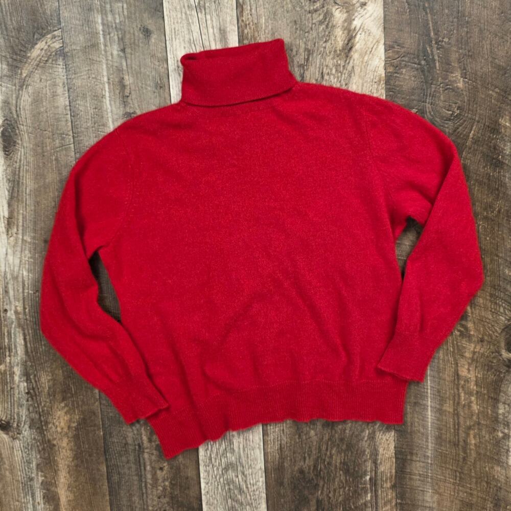 Neiman Marcus The Cashmere Collection Plus Size 2X Sweater Red Mock Neck Fitted